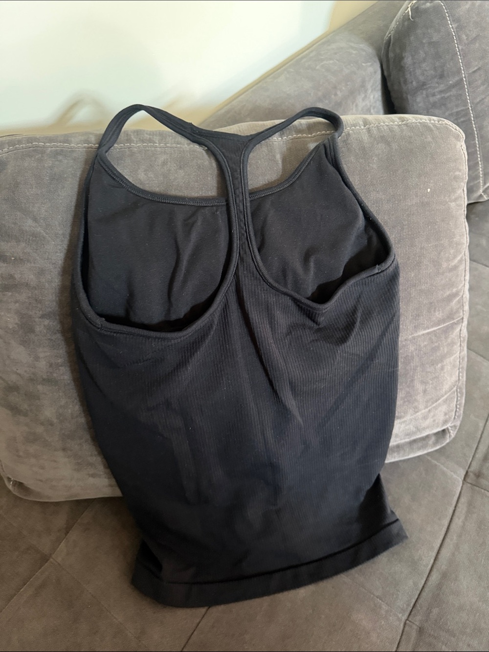 Black Ribbed Tank Top with Racerback - Picture 2 of 2